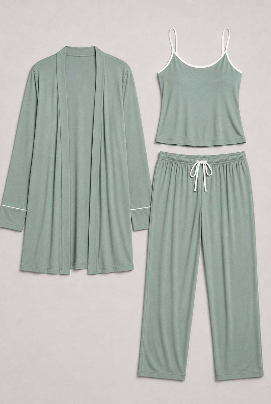 Pijama feminino conjunto trio milan verde mint — foto somente do produto, sem modelo