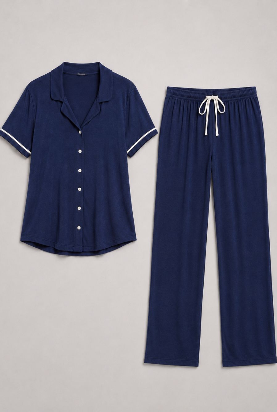 Pijama americano feminino lisboa azul marinho — foto somente do produto, sem modelo