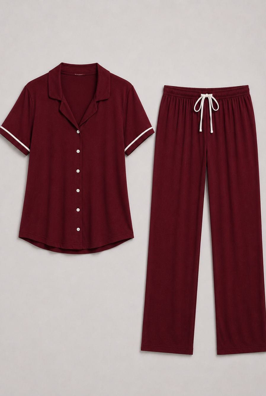 Pijama americano feminino lisboa bordô — foto somente do produto, sem modelo