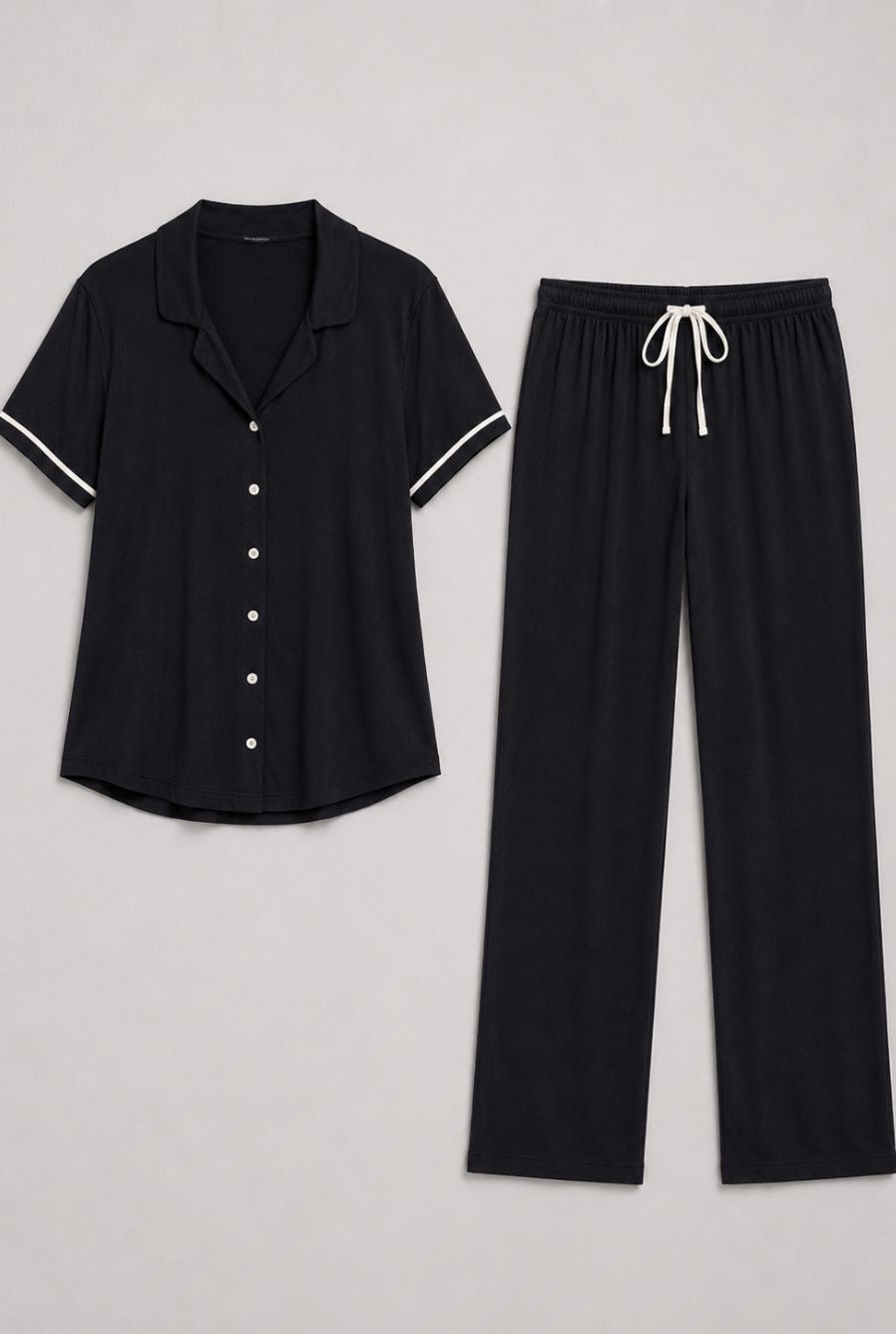 Pijama americano feminino lisboa preto — foto somente do produto, sem modelo