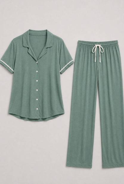 Pijama americano feminino lisboa verde mint — foto somente do produto, sem modelo