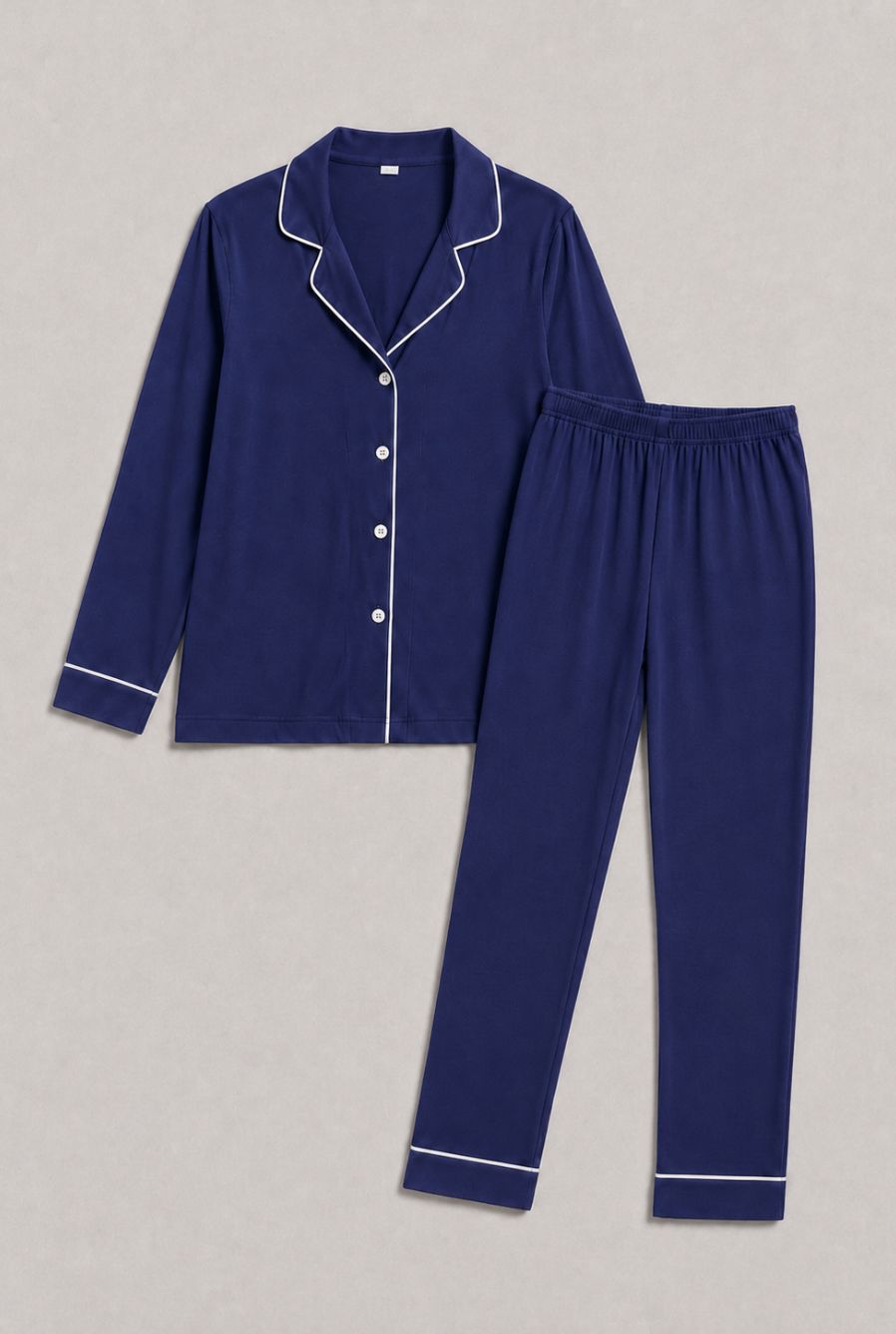 Pijama americano feminino safira azul marinho — foto somente do produto, sem modelo