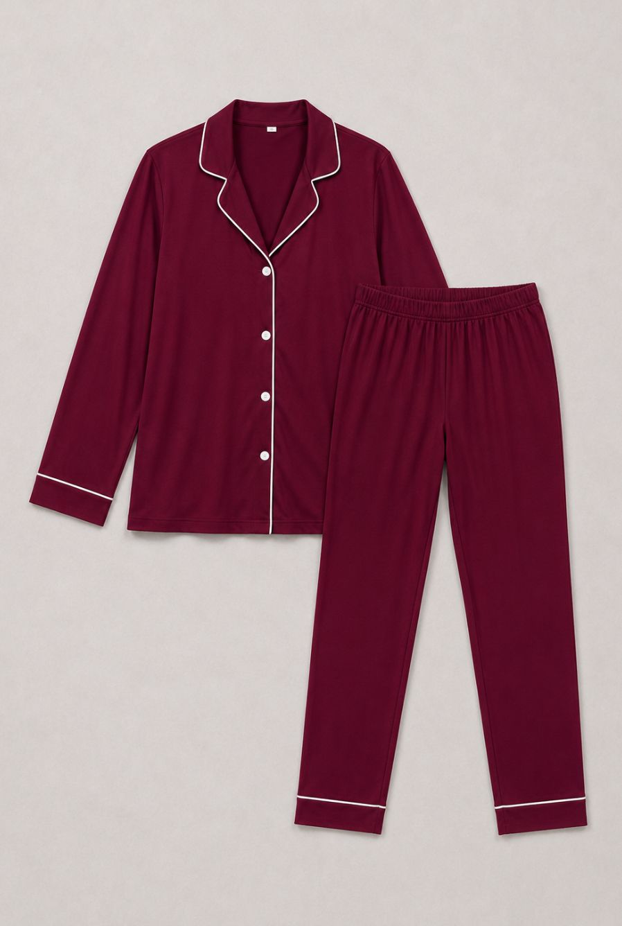 Pijama americano feminino safira bordô — foto somente do produto, sem modelo