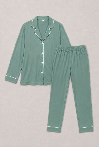 Pijama americano feminino safira verde mint — foto somente do produto, sem modelo