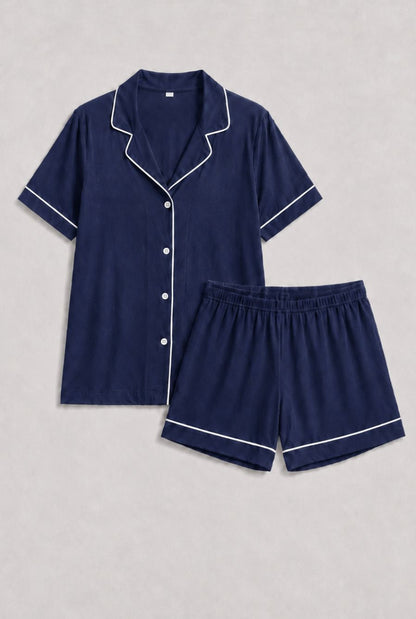 Pijama americano feminino serena azul marinho — foto somente do produto, sem modelo