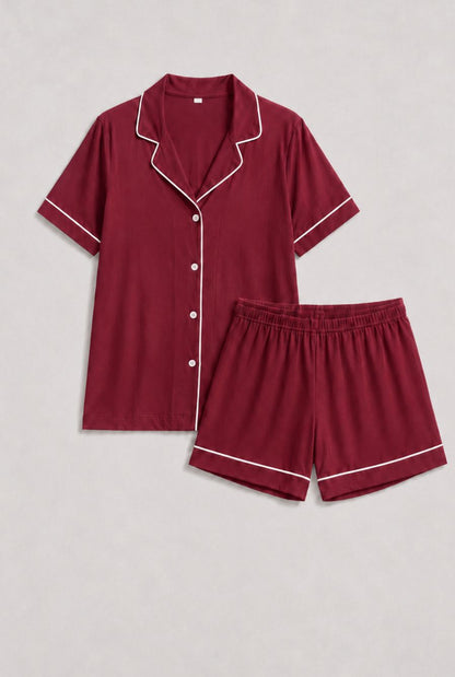 Pijama americano feminino serena bordô — foto somente do produto, sem modelo
