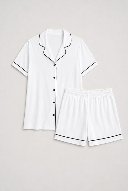 Pijama americano feminino serena branco — foto somente do produto, sem modelo