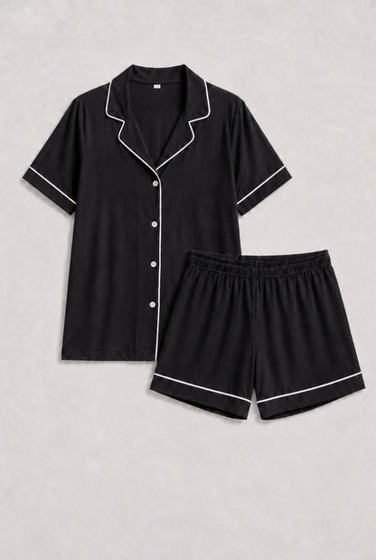 Pijama americano feminino serena preto — foto somente do produto, sem modelo