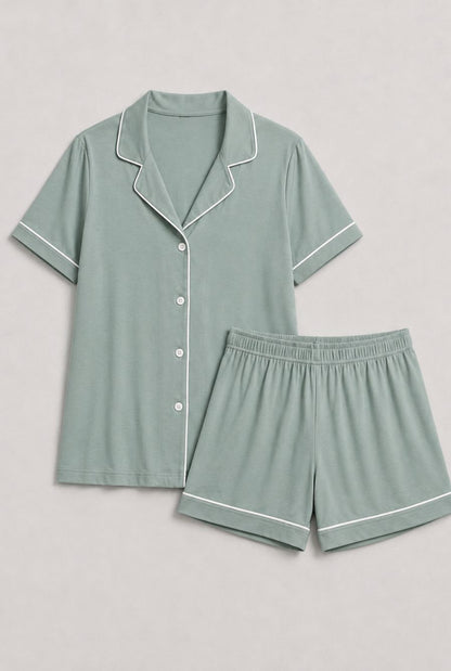 Pijama americano feminino serena verde mint — foto somente do produto, sem modelo