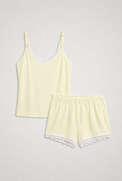 Pijama feminino conjunto veneza amarelo — foto somente do produto, sem modelo