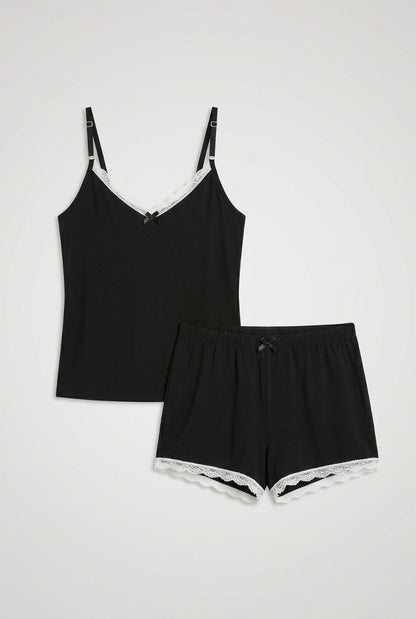Pijama feminino conjunto veneza preto — foto somente do produto, sem modelo