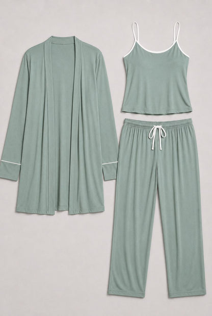 Pijama feminino conjunto trio milan verde mint — foto somente do produto, sem modelo